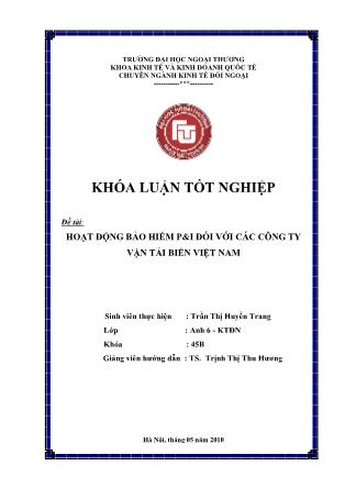 Khóa luận Hoạt động bảo hiểm P&I đối với các công ty vận tải biển Việt Nam
