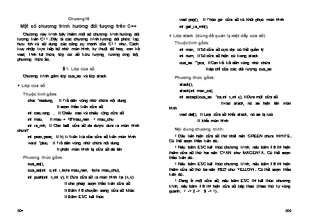 Bài giảng Lập trình hướng đối tượng C++ - Chương 10: Một số chương trình đối tượng trên C++