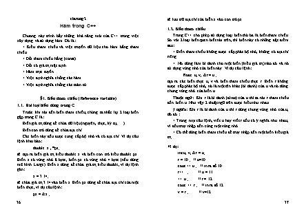 Bài giảng Lập trình hướng đối tượng C++ - Chương 2: Hàm trong C++