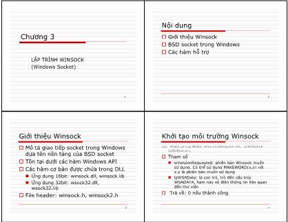 Bài giảng Lập trình mạng - Chương 3: Lập trình Winsock (Windows Socket)