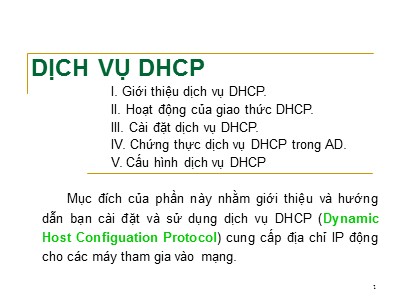 Bài giảng Mạng máy tính - Chương 7: Dịch vụ DHCP