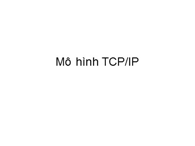 Bài giảng Mạng máy tính - Mô hình TCP/IP