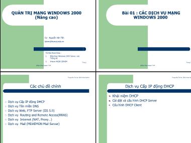 Bài giảng Quản trị mạng Windows 2000 Nâng cao - Nguyễn Văn Tẩn
