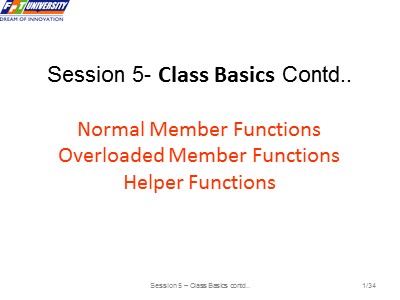 C++ Language - Session 5: Class Basics (cont) - FPT University