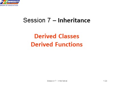 C++ Language - Session 7: Inheritance - FPT University
