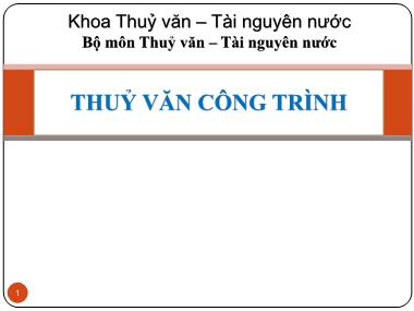 Giáo án Thủy văn công trình - Chương 1: Giới thiệu chung - Đại học Thăng Long