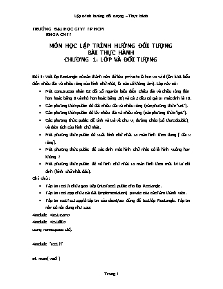 Giáo trình Lập trình Hướng đối tượng - Bài thực hành - Chương 1: Lớp và đối tượng - Đại học Giao thông vận tải TP.HCM