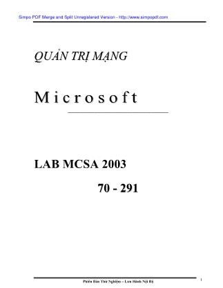 Giáo trình Quản trị mạng - Micoroft LAB MCSA 2003