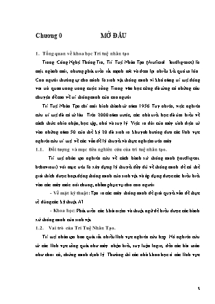 Giáo trình Trí tuệ nhân tạo - Chương 0: Mở đầu - Trường Đại học Huế