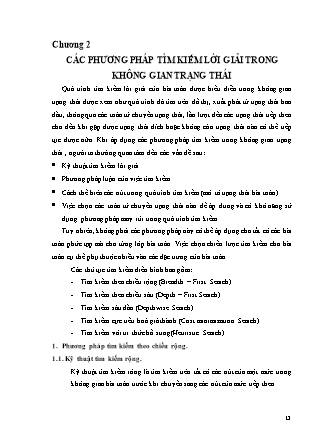 Giáo trình Trí tuệ nhân tạo - Chương 2: Các phương pháp tìm kiếm lời giải trong không gian trạng thái - Trường Đại học Huế