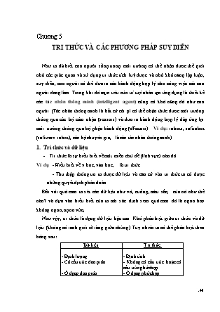 Giáo trình Trí tuệ nhân tạo - Chương 5: Tri thức và các phương pháp suy diễn - Trường Đại học Huế