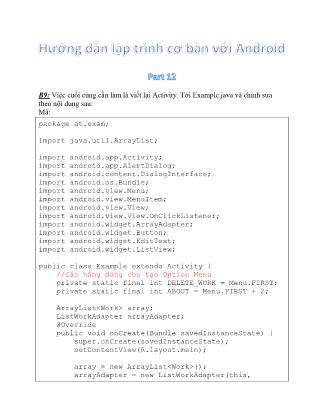 Hướng dẫn lập trình cơ bản với Android - Part 12