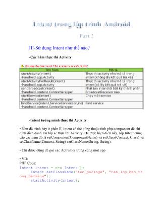 Intent trong Lập trình Android - Part 2