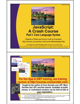 JavaScript A Crash Course -  Part I: Core Language Syntax