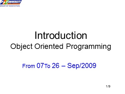 Lecture Object oriented programming - Chapter 1: Introduction - FPT University