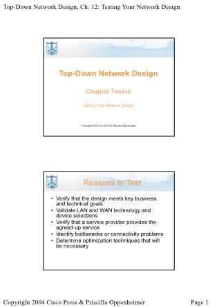 Lectures Top-Down Network Design - Chapter 12: Testing Your Network Design