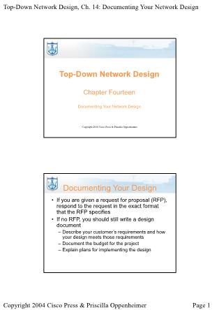 Lectures Top-Down Network Design - Chapter 14: Documenting Your Network Design