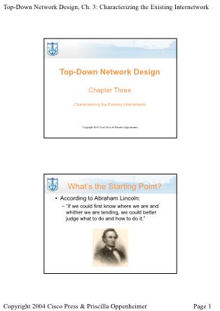 Lectures Top-Down Network Design - Chapter 3: Characterizing the Existing Internetwork