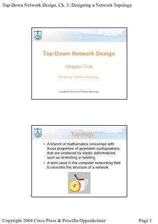 Lectures Top-Down Network Design - Chapter 5: Designing a Network Topology