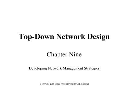 Lectures Top-Down Network Design - Chapter 9: Developing Network Management Strategies