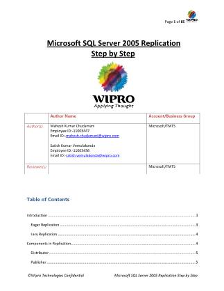 Microsoft SQL Server 2005 Replication Step by Step