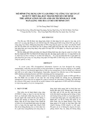 Mô hình ứng dụng GPS và GIS phục vụ công tác quản lý xe buýt trên địa bàn Thành phố Hồ Chí Minh