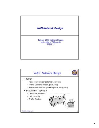 Network Design - Chapter 11: WAN Network Design - University of Pittsburgh