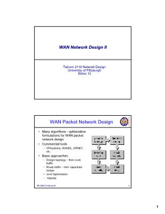 Network Design - Chapter 12: WAN Network Design II - University of Pittsburgh