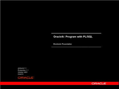 Oracle9i: Program with PL/SQL