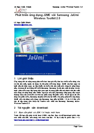 Phát triển ứng dụng J2ME với Samsung JaUmi Wireless Toolkit 2.0 - Lê Ngọc Quốc Khánh