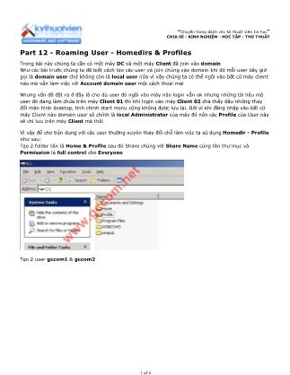 Tài liệu Máy tính cơ bản - Part 12: Roaming User - Homedirs & Profiles