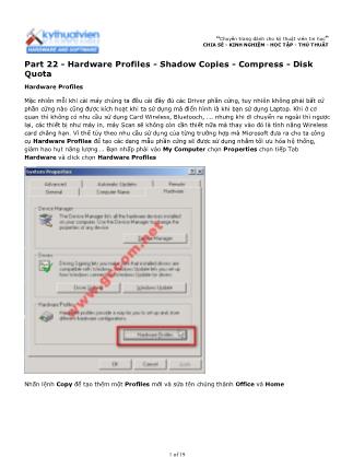 Tài liệu Máy tính cơ bản - Part 22: Hardware Profiles - Shadow Copies - Compress - Disk Quota