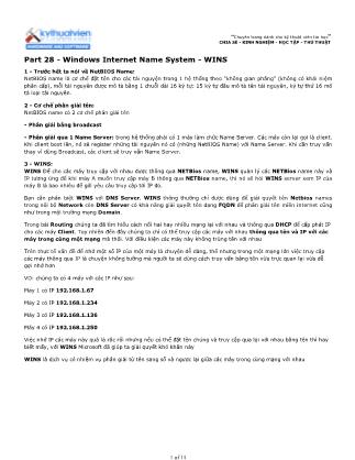 Tài liệu Máy tính cơ bản - Part 28: Windows Internet Name System - WINS