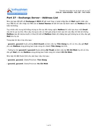 Tài liệu Máy tính cơ bản - Part 37: Exchange Server - Address List