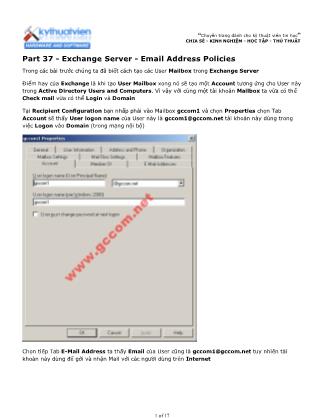 Tài liệu Máy tính cơ bản - Part 37: Exchange Server - Email Address Policies