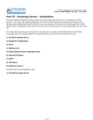 Tài liệu Máy tính cơ bản - Part 37: Exchange Server - Installation