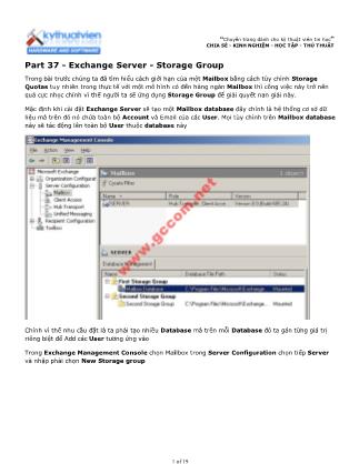 Tài liệu Máy tính cơ bản - Part 37: Exchange Server - Storage Group