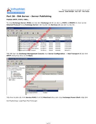Tài liệu Máy tính cơ bản - Part 38: ISA Server - Server Publishing SMTP, POP3, OWA