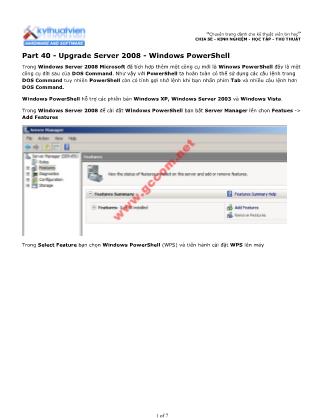 Tài liệu Máy tính cơ bản - Part 40: Upgrade Server 2008 - Windows PowerShell
