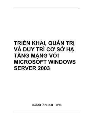 Triển khai, quản trị và duy trì cơ sở hạ tầng mạng với Microsoft Windows Server 2003