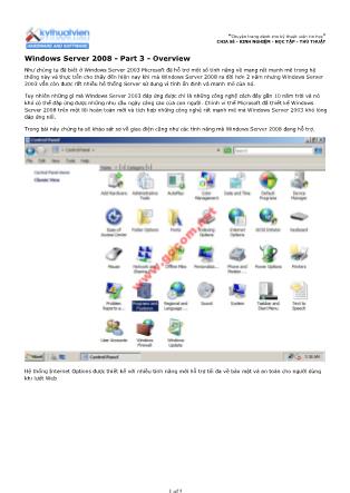 Windows Server 2008 - Part 3: Overview