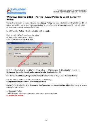 Windows Server 2008 - Part 6: Local Policy & Local Sercurity Policy