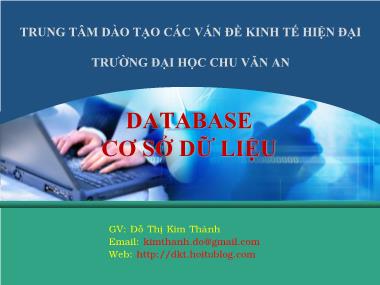 Bài giảng Cơ sở dữ liệu - Đỗ Thị Kim Thành