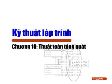 Bài giảng Kỹ thuật lập trình - Chương 10: Thuật toán tổng quát