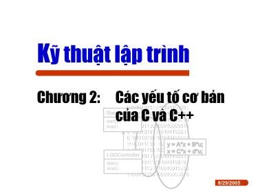 Bài giảng Kỹ thuật lập trình - Chương 2: Các yếu tố cơ bản của C và C++