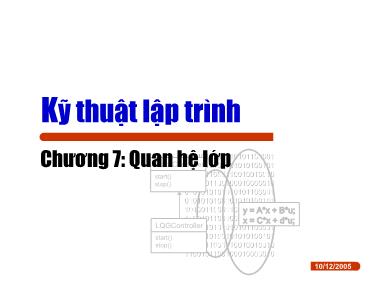 Bài giảng Kỹ thuật lập trình - Chương 7: Quan hệ lớp