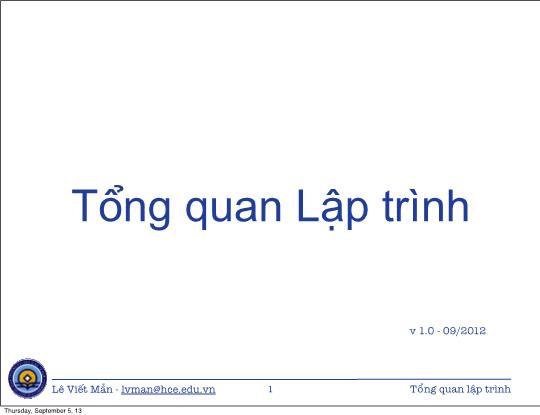 Bài giảng Tổng quan lập trình