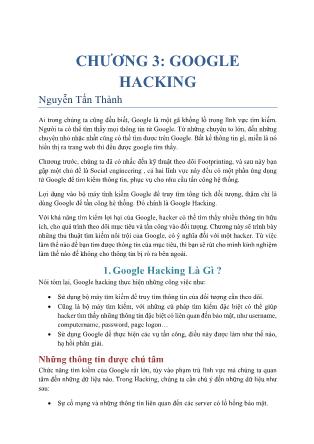 Giáo trình Bảo mật mạng - Chương 3: Google Hacking - Nguyễn Tấn Thành
