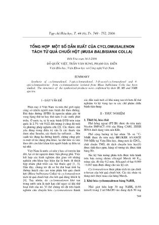 Tổng hợp một số dẫn xuất của Cyclomusalenon tách từ quả chuối hột (Musa balbisiana Colla) - Đỗ Quốc Việt