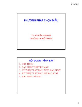 Bài giảng Phương pháp nghiên cứu - Chương 8: Phương pháp chọn mẫu - Nguyễn Minh Hà